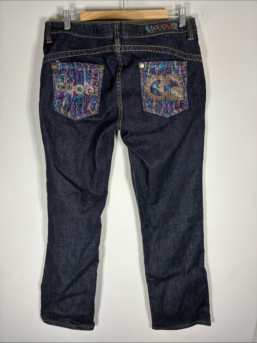 Coogi Rhinestone Embellished Bootcut Jeans Dark Wash Y2K Size 17/18 McBling